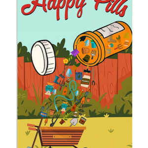 Gardening Happy Pills Poster, Plants Lover Vintage Poster, Gift For Gardener