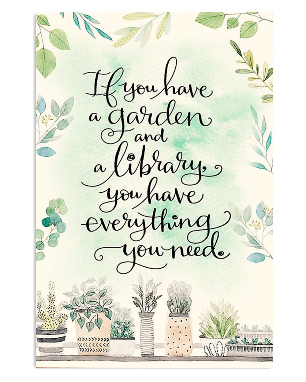 Gardening Have A Garden And Library Poster, Plants Lover Vintage Poster, Gift For Gardener