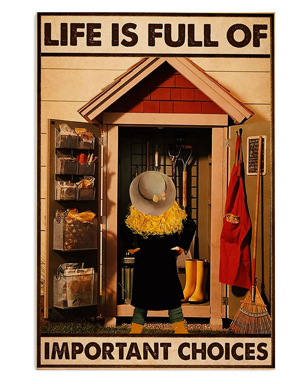 Gardening Important Choices Poster, Plants Lover Vintage Poster, Gift For Gardener