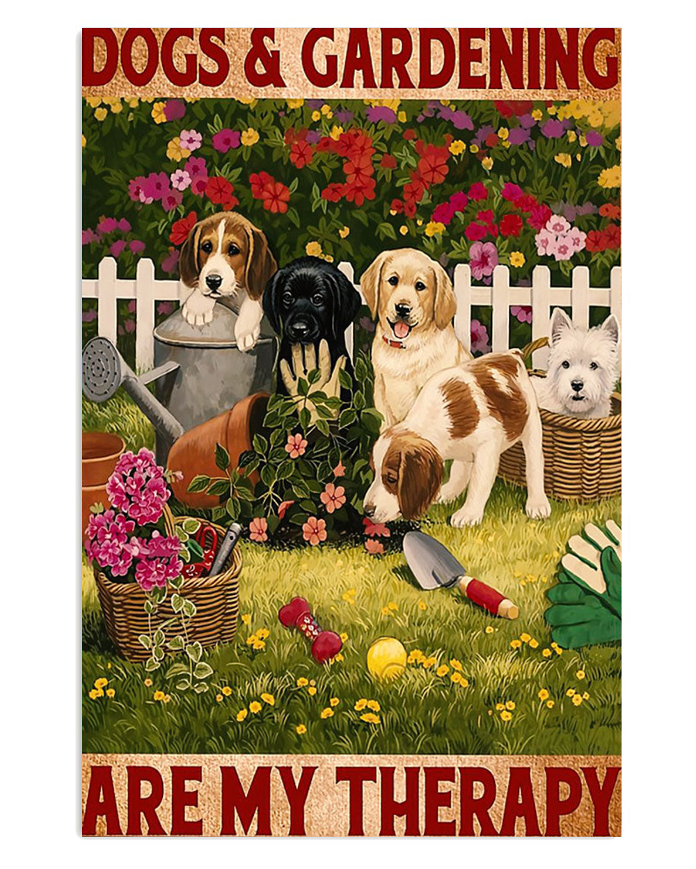 Gardening Loves Dogs And Gardening Poster, Plants Lover Vintage Poster, Gift For Gardener