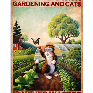 Gardening Loves Gardening And Cats Poster, Plants Lover Vintage Poster, Gift For Gardener