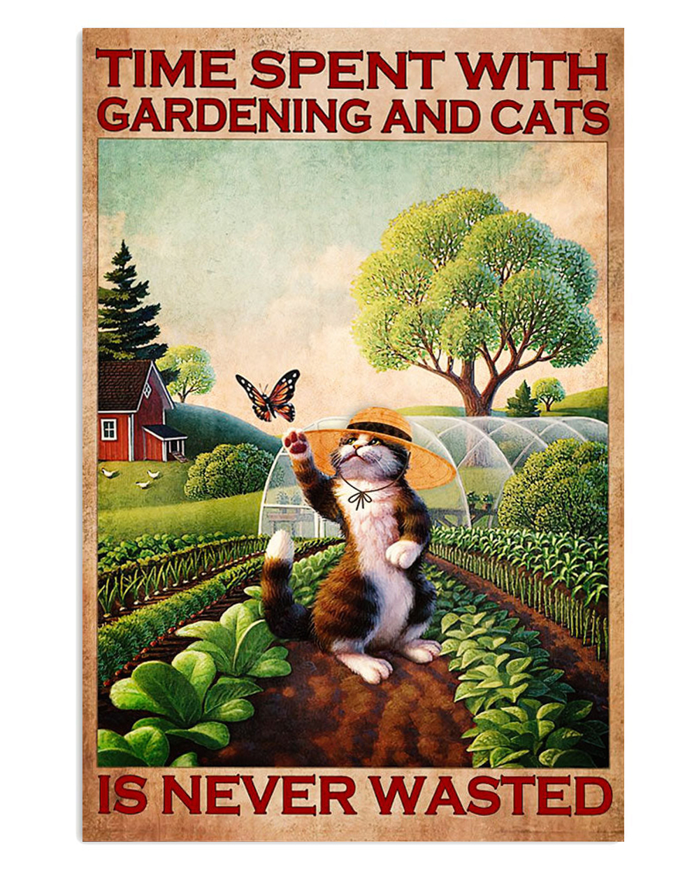 Gardening Loves Gardening And Cats Poster, Plants Lover Vintage Poster, Gift For Gardener