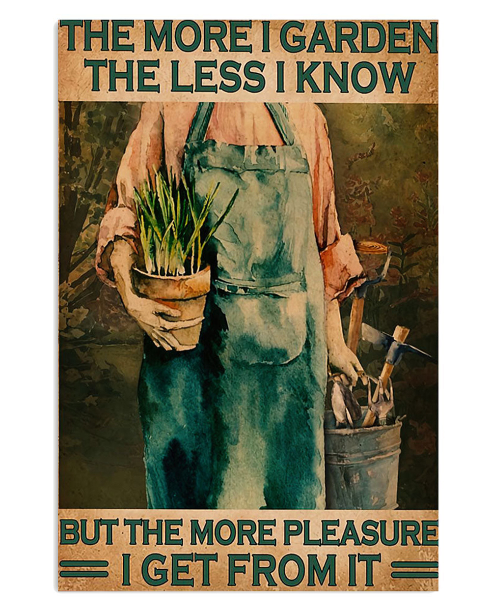 Gardening More Pleasure Poster, Plants Lover Vintage Poster, Gift For Gardener