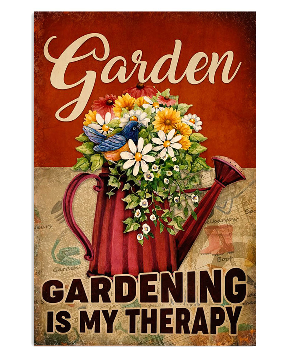 Gardening My Therapy Poster, Plants Lover Vintage Poster, Gift For Gardener