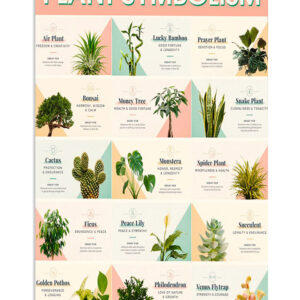 Gardening Plant Symbolism Art Poster, Plants Lover Vintage Poster, Gift For Gardener