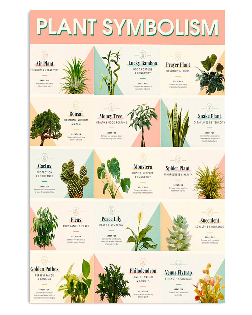 Gardening Plant Symbolism Art Poster, Plants Lover Vintage Poster, Gift For Gardener