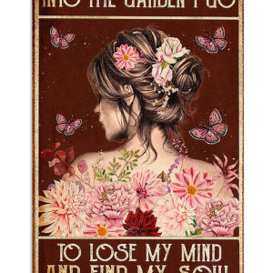 Gardening Pretty Girl In Garden Poster, Plants Lover Vintage Poster, Gift For Gardener