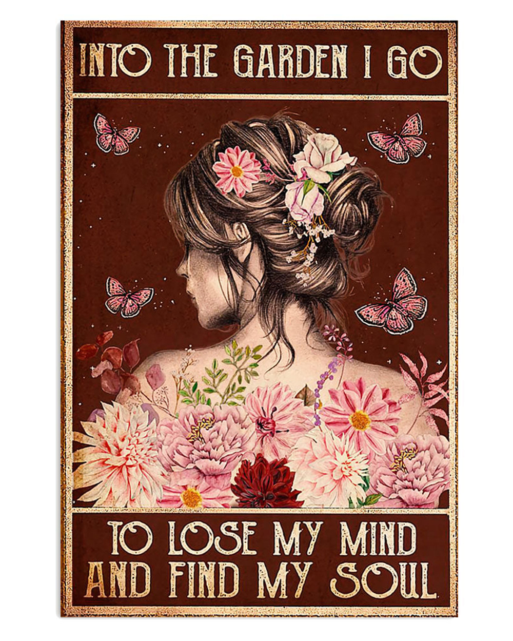 Gardening Pretty Girl In Garden Poster, Plants Lover Vintage Poster, Gift For Gardener