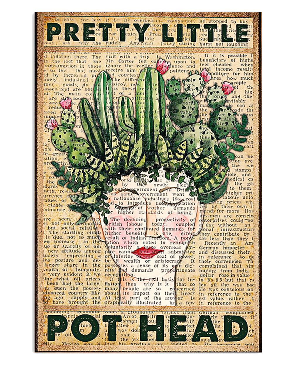 Gardening Pretty Little Pot Head Poster, Plants Lover Vintage Poster, Gift For Gardener