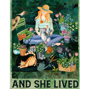 Gardening She Lived Happily Poster, Plants Lover Vintage Poster, Gift For Gardener