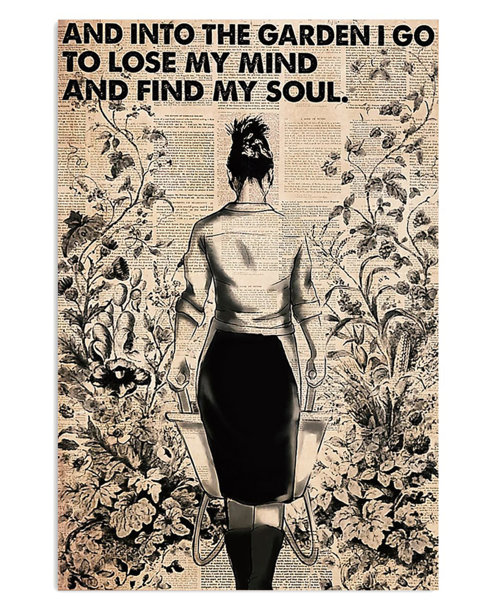 Gardening Woman In The Garden Poster, Plants Lover Vintage Poster, Gift For Gardener