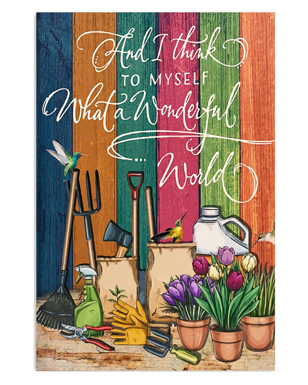 Gardening Wonderful World Poster, Plants Lover Vintage Poster, Gift For Gardener