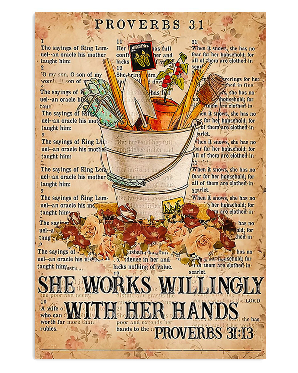Gardening Works Willing With Hands Poster, Plants Lover Vintage Poster, Gift For Gardener