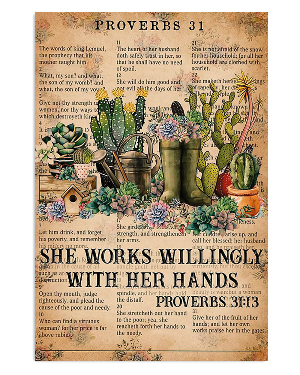 Gardening Works With Her Hands Poster, Plants Lover Vintage Poster, Gift For Gardener