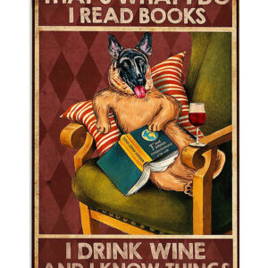 German Shepherd Books Wine Know Things Shepherd Mom Dad Poster, Animal Lovers Gift