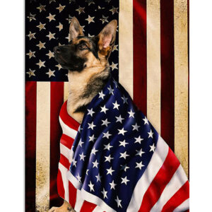 German Shepherd Dog American Flag Shepherd Mom Dad Poster, Animal Lovers Gift