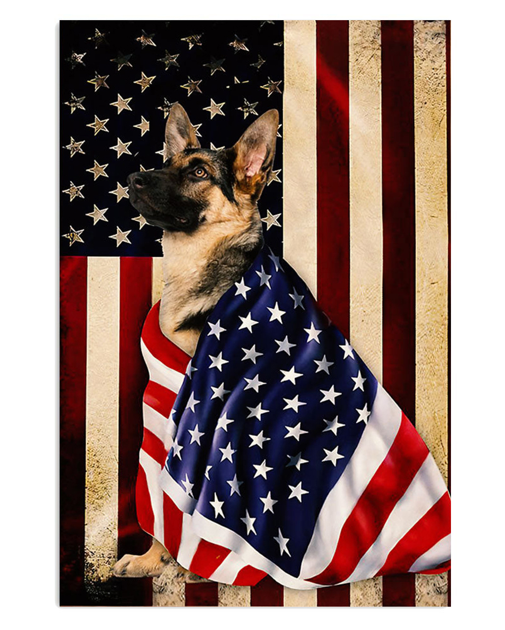 German Shepherd Dog American Flag Shepherd Mom Dad Poster, Animal Lovers Gift