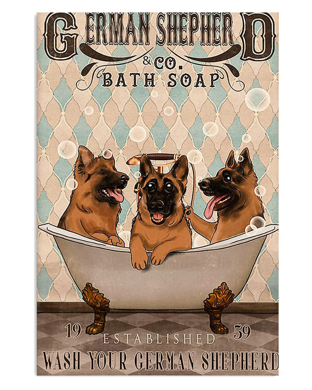German Shepherd Dog Bath Soap Shepherd Poster, Dog Mom Dad Gift, Animal Lovers Poster