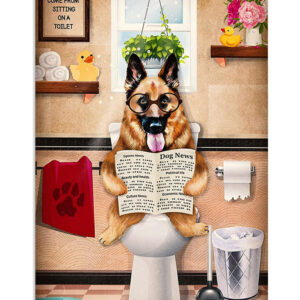 German Shepherd Dog In Toilet Shepherd Poster, Dog Mom Dad Gift, Animal Lovers Poster