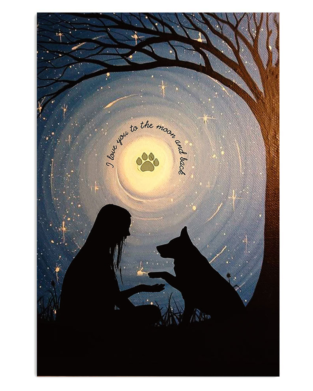 German Shepherd Love You To The Moon Shepherd Mom Dad Poster, Animal Lovers Gift