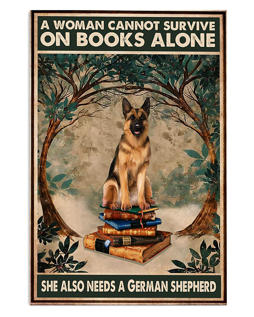 German Shepherd Woman Loves Book And Dog Shepherd Mom Dad Poster, Animal Lovers Gift
