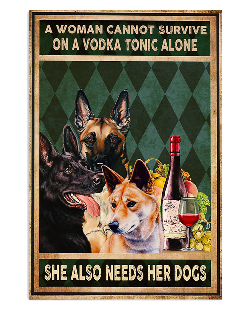 German Shepherd Woman Loves Vodka And Dog Shepherd Mom Dad Poster, Animal Lovers Gift