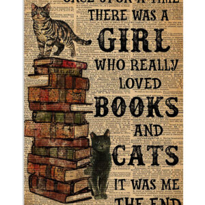Girl Loves Books And Cats Cat Kitties Lover Poster, Animal Lovers Gift, Cat Mom Dad Gift