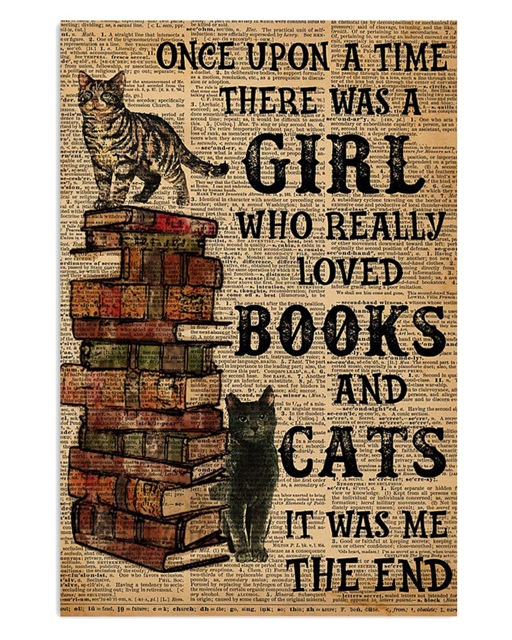 Girl Loves Books And Cats Cat Kitties Lover Poster, Animal Lovers Gift, Cat Mom Dad Gift