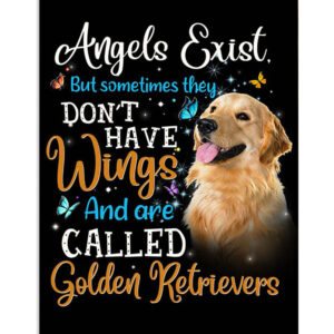 Golden Retriever Dog Angels Dog Puppies Lover Poster, Animal Lovers Poster, Dog Mom Dad Gift