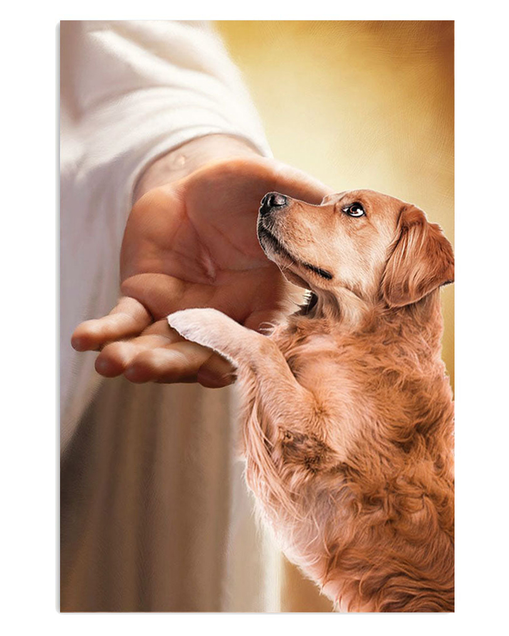 Golden Retriever Jesus Christ Gives Hand Dog Puppies Lover Poster, Animal Lovers Gift