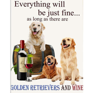 Golden Retriever Loves Dogs And Wine Dog Puppies Lover Poster, Animal Lovers Gift