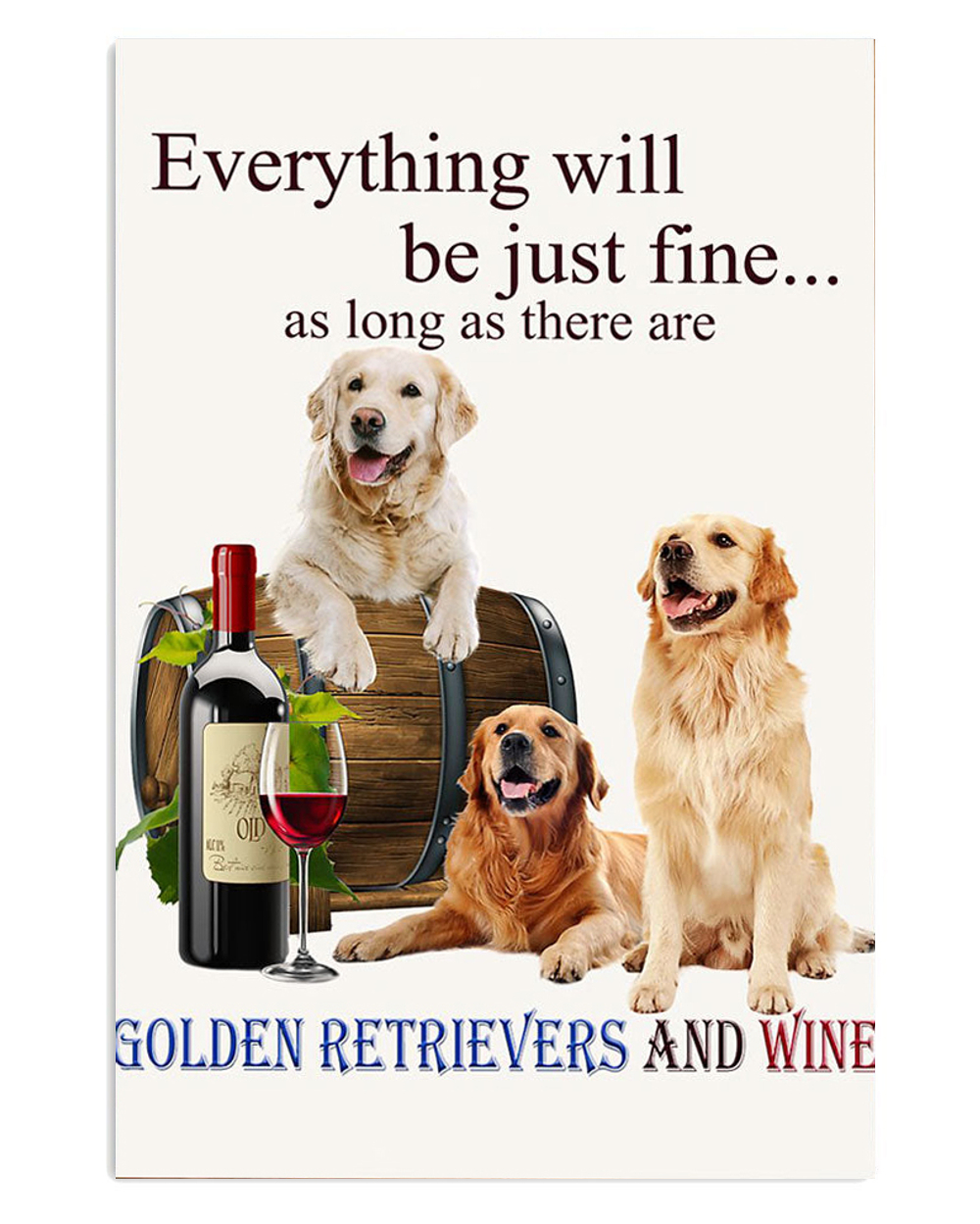 Golden Retriever Loves Dogs And Wine Dog Puppies Lover Poster, Animal Lovers Gift