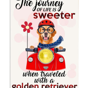 Golden Retriever Travel With A Golden Retriever Dog Puppies Lover Poster, Animal Lovers Gift