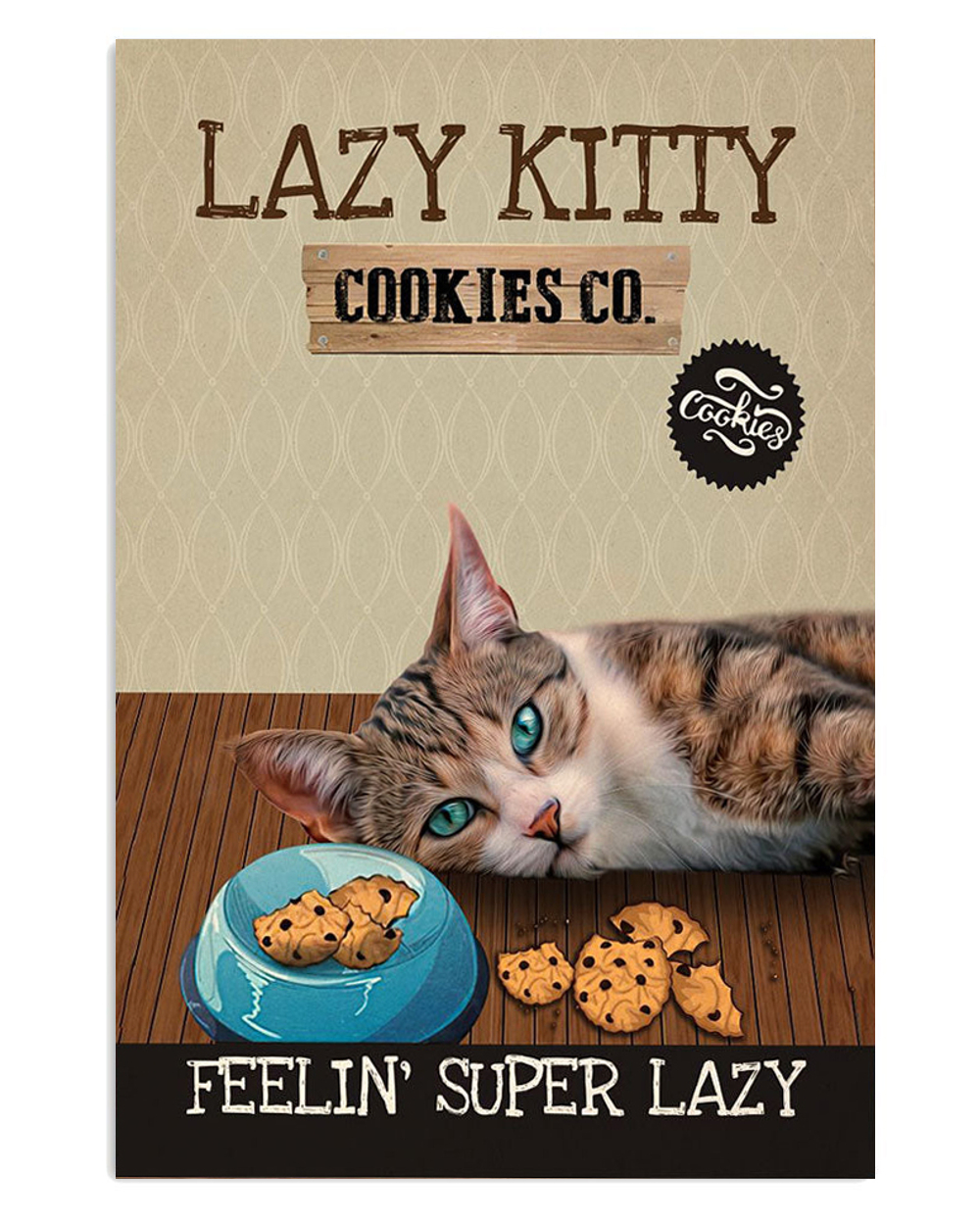 Lazy Kitty Cat Kitties Lover Poster, Animal Lovers Gift, Cat Mom Dad Gift