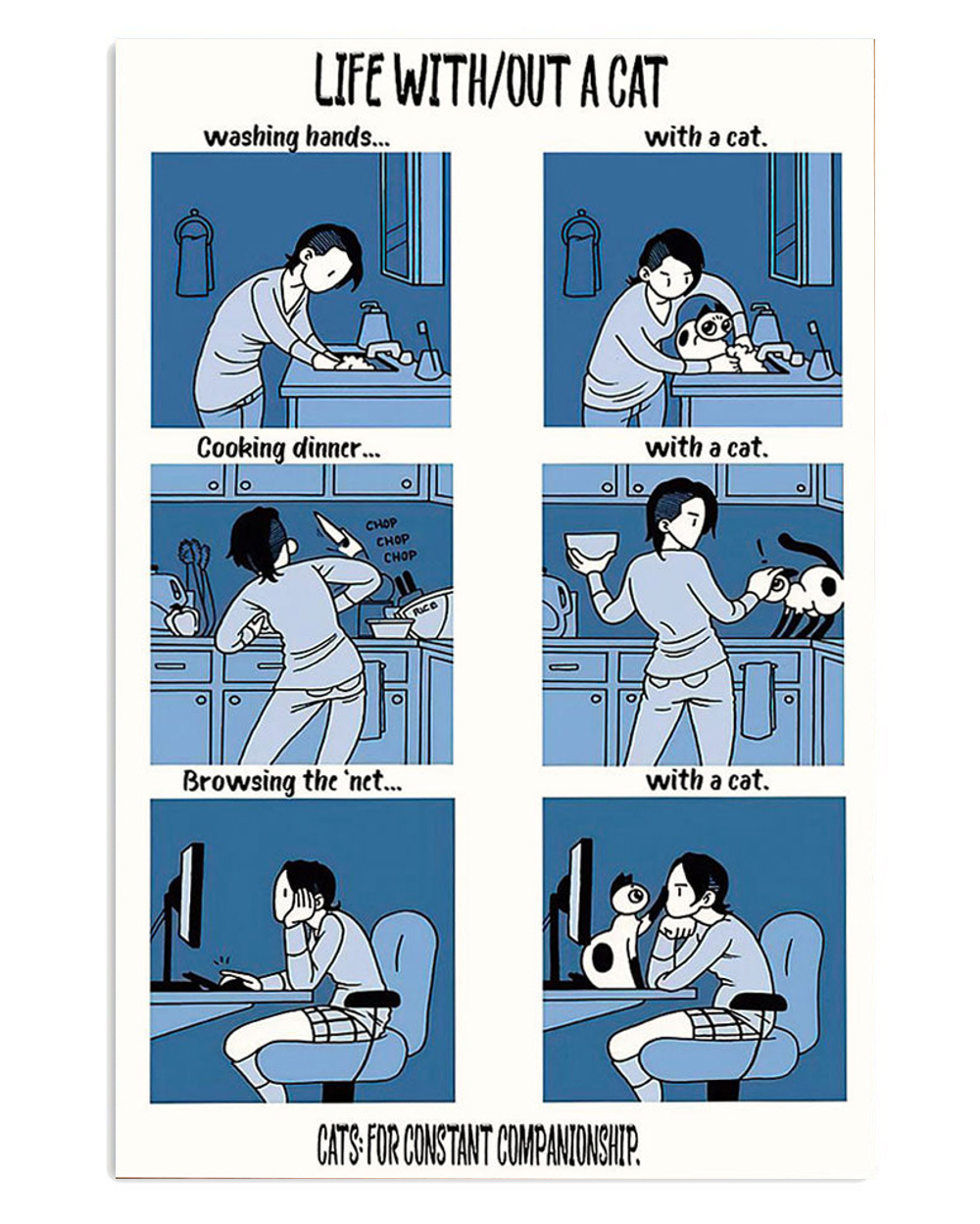 Life Without A Cat Cat Kitties Lover Poster, Animal Lovers Gift, Cat Mom Dad Gift