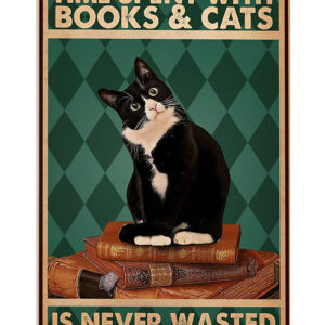 Loves Books And Cats Cat Kitties Lover Poster, Animal Lovers Gift, Cat Mom Dad Gift