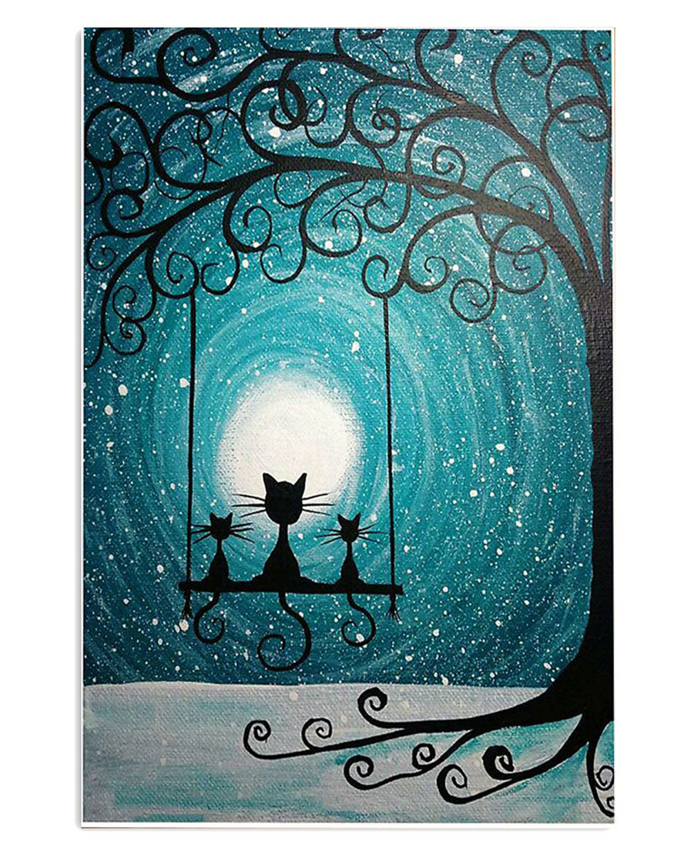 Moon Black Cat Cat Kitties Lover Poster, Animal Lovers Gift, Cat Mom Dad Gift