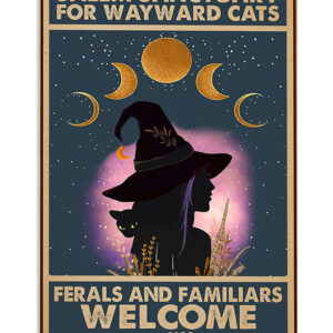 Salem Sanctuary Black Cat Witch Cat Kitties Lover Poster, Animal Lovers Gift, Cat Mom Dad Gift