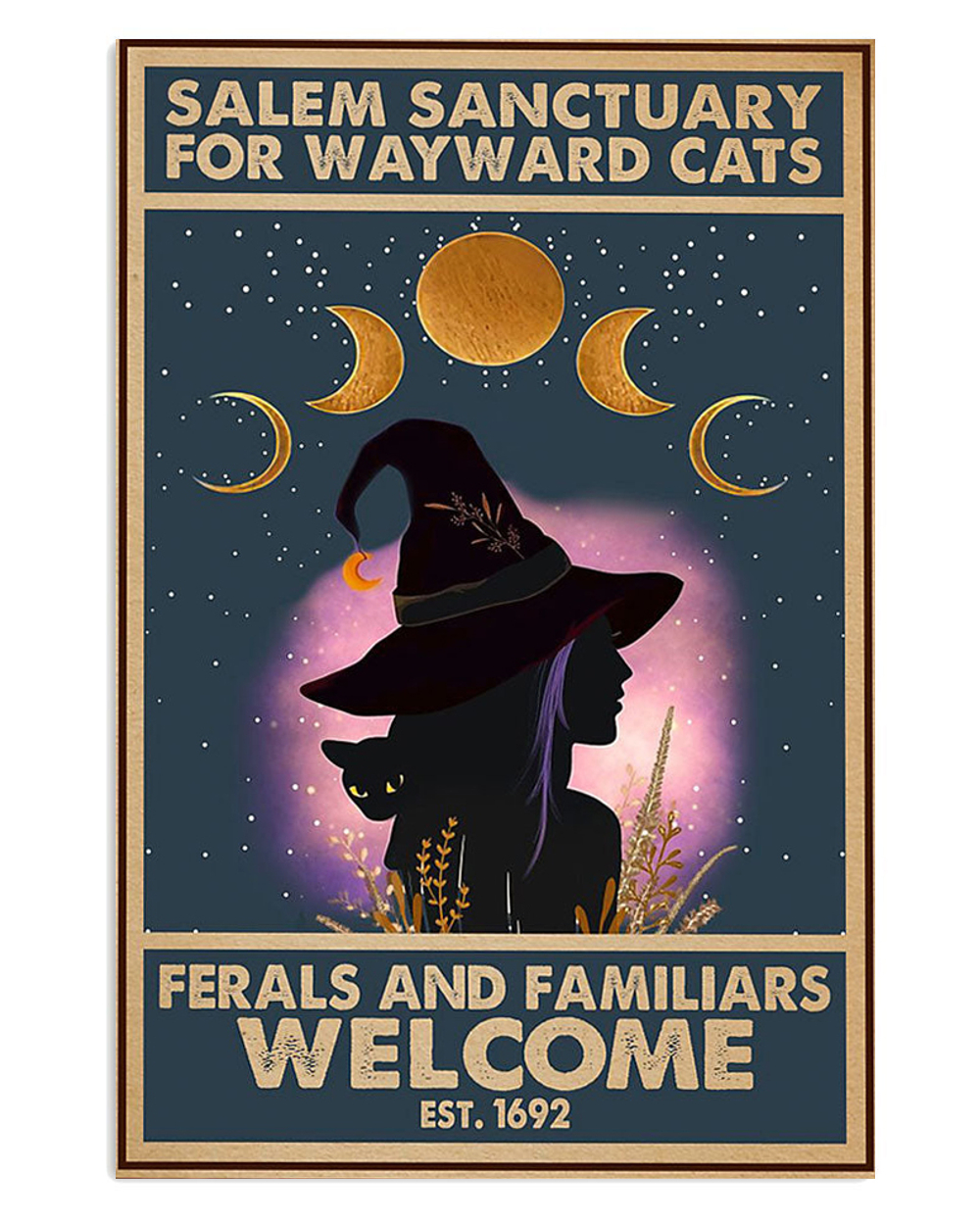 Salem Sanctuary Black Cat Witch Cat Kitties Lover Poster, Animal Lovers Gift, Cat Mom Dad Gift