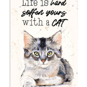 Soften Yours With A Cat Cat Kitties Lover Poster, Animal Lovers Gift, Cat Mom Dad Gift