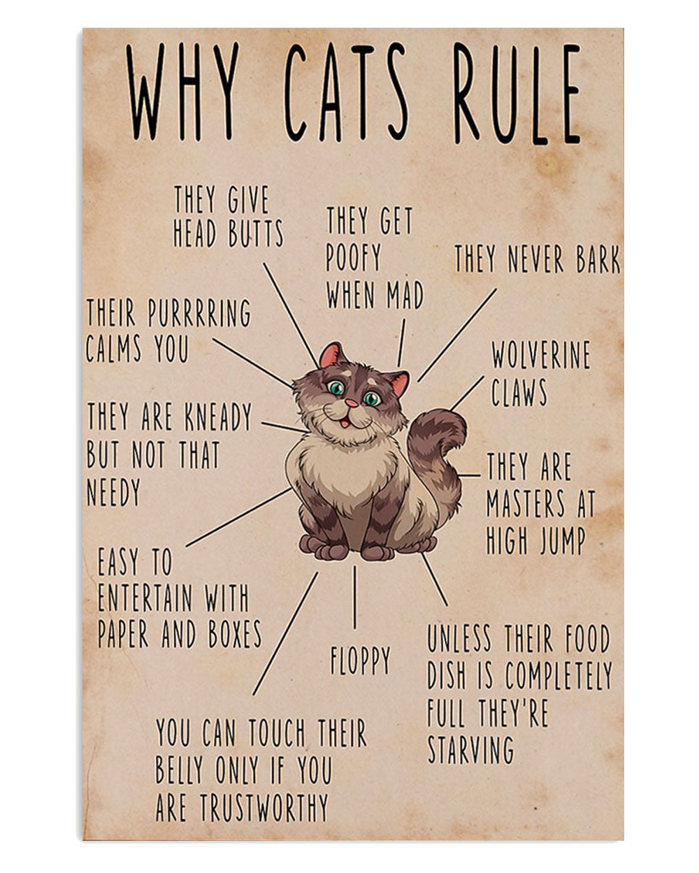 Why Cats Rule Cat Kitties Lover Poster, Animal Lovers Gift, Cat Mom Dad Gift
